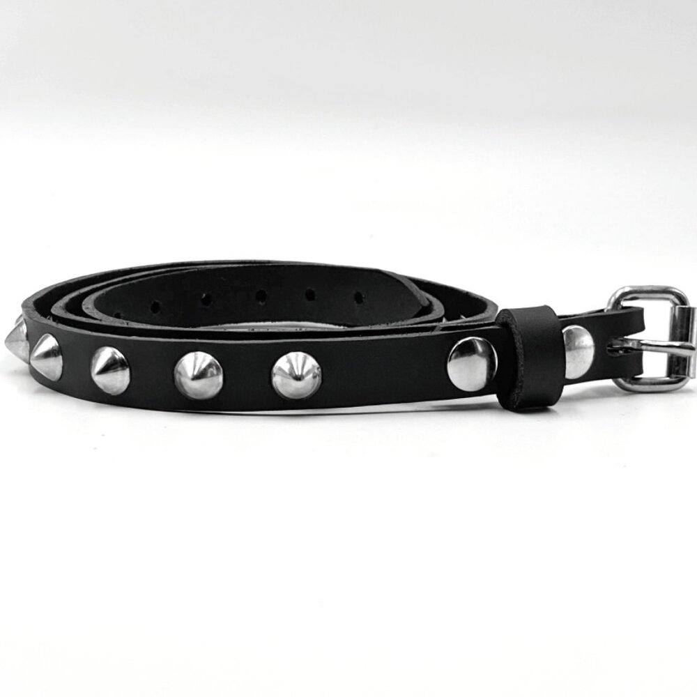 1-Row Offset Cone Stud Punk Rock Leather Belt by Nemesis Leather - New Deadstock